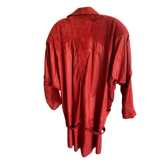 Rare VTG 80s Clifford Olson Red Leather Coat Hikable Sleeves M/L RW10345 - Picture 6 of 16